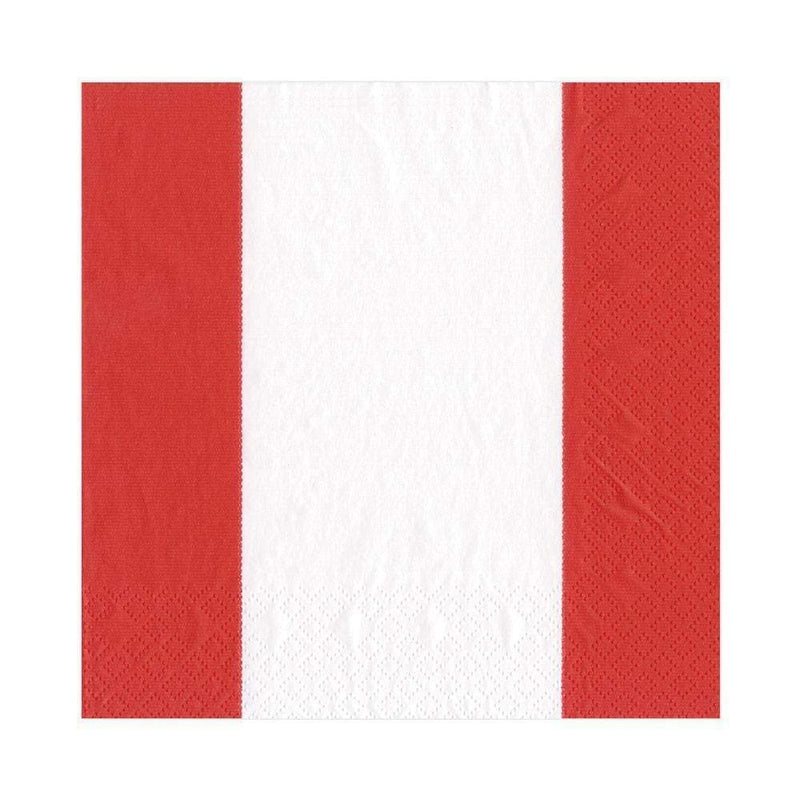 Caspari Bandol Stripe Paper Luncheon Napkins In Red - 20 Per Package