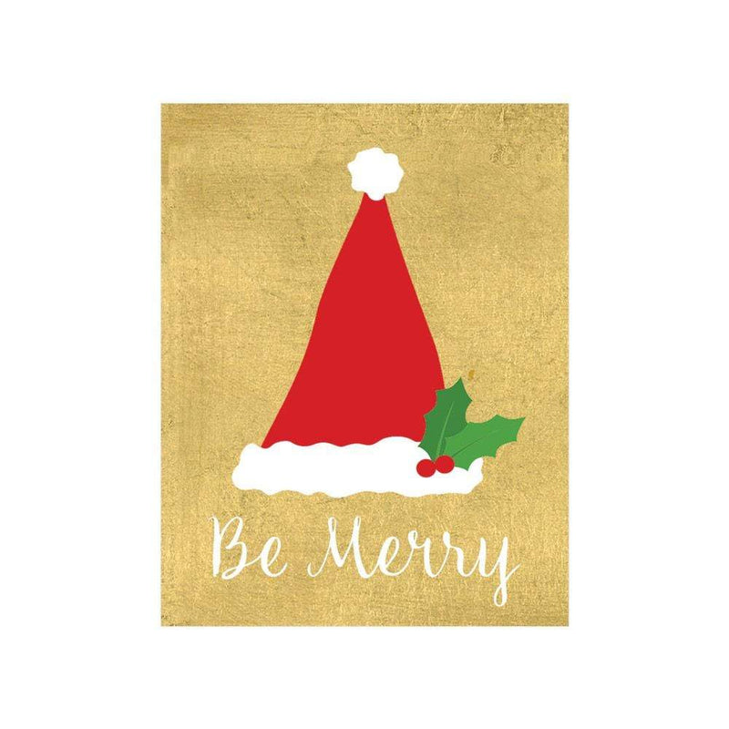Caspari Be Merry Gift Enclosure Cards In Gold Foil - 4 Mini Cards & 4 Envelopes