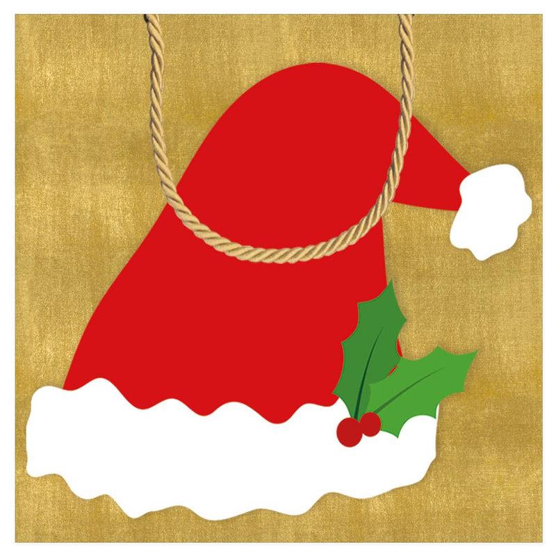 Caspari Be Merry Santa Hat Small Square Gift Bag - 1 Each