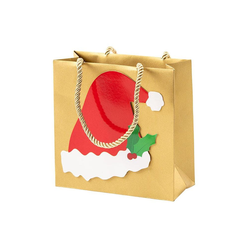 caspari Be Merry Santa Hat Small Square Gift Bag - 1 Each