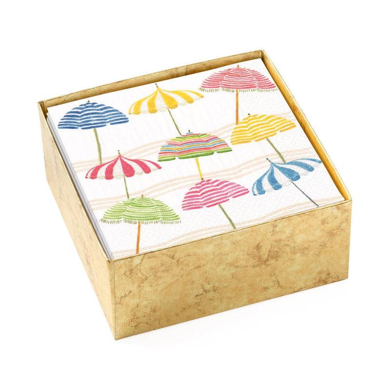 caspari Beach Umbrellas Boxed Paper Cocktail Napkins - 40 Per Box