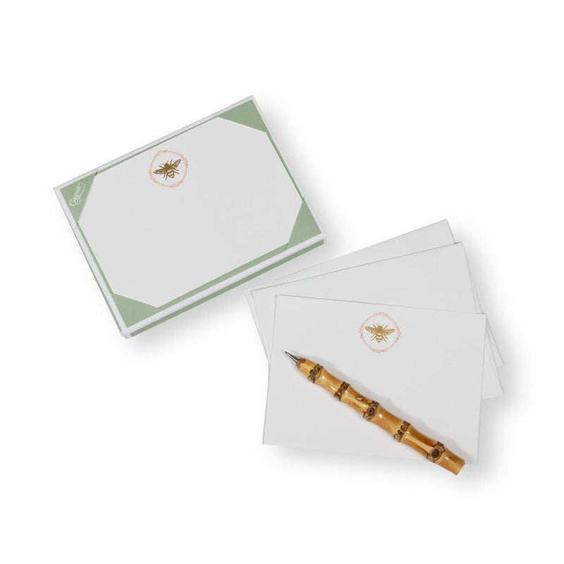 Caspari Bee Crest Foil Correspondence Cards - 12 Per Package