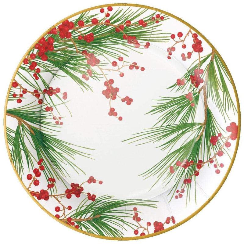 caspari Berries and Pine Paper Dinner Plates - 8 Per Package
