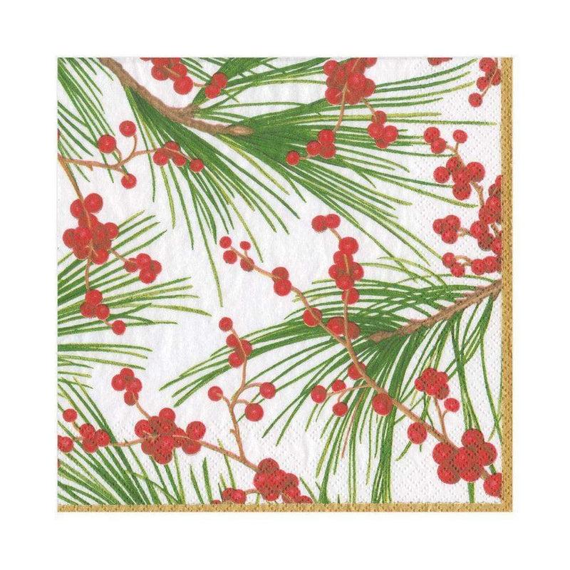 caspari Berries and Pine Paper Luncheon Napkins - 20 Per Package