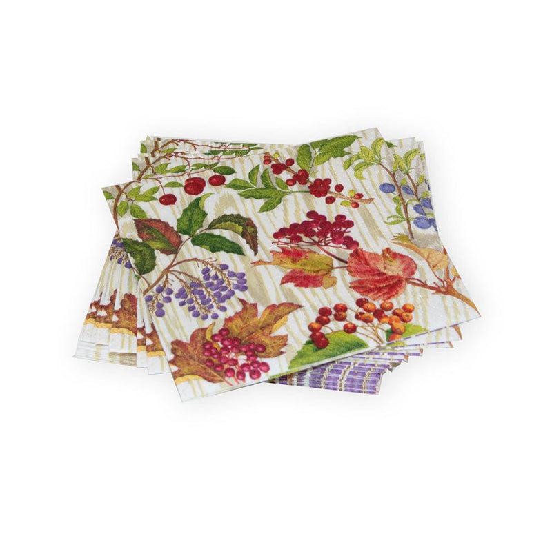 caspari Berry Botanical Taupe Cocktail Napkins - 20 Per Package