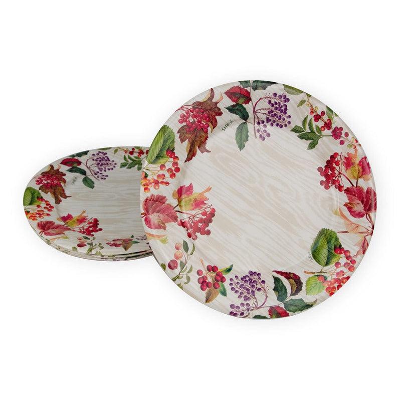 Caspari Berry Botanical Taupe Dinner Plates - 8 Per Package