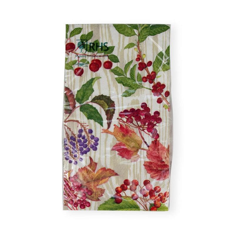 Caspari Berry Botanical Taupe Guest Towel Napkins - 15 Per Package