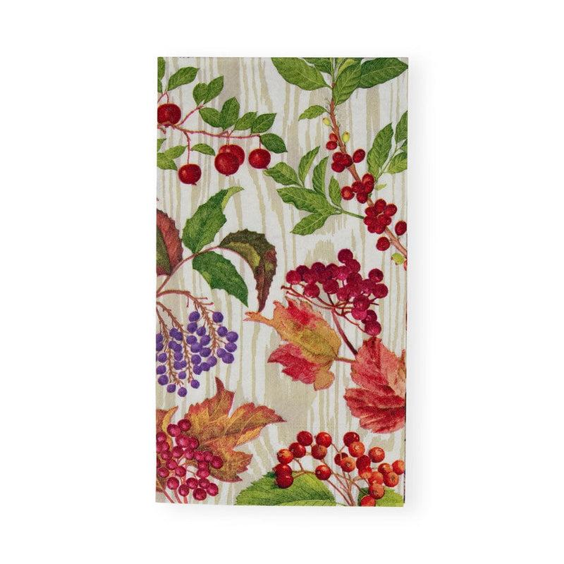 caspari Berry Botanical Taupe Guest Towel Napkins - 15 Per Package