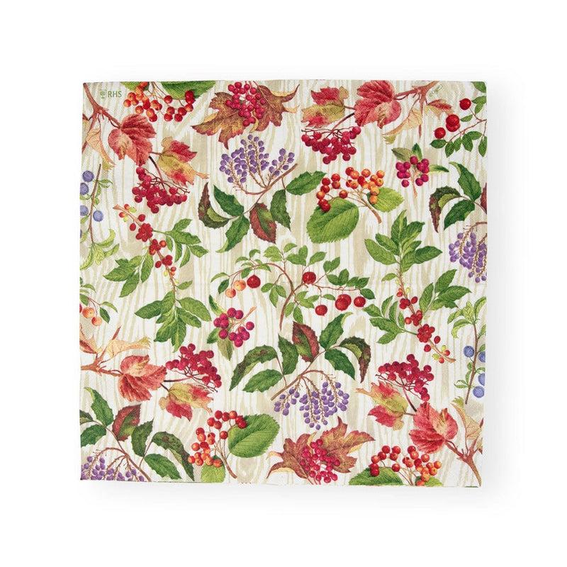 Caspari Berry Botanical Taupe Luncheon Napkins - 20 Per Package