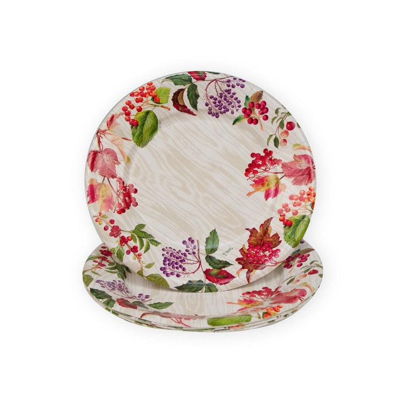 Caspari Berry Botanical Taupe Salad & Dessert Plates - 8 Per Package