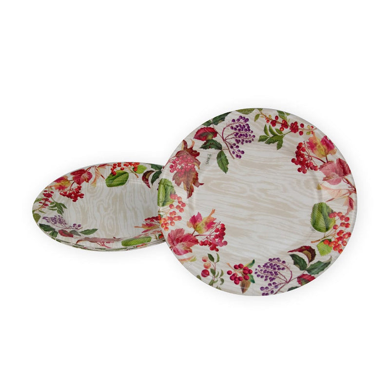 Caspari Berry Botanical Taupe Salad & Dessert Plates - 8 Per Package