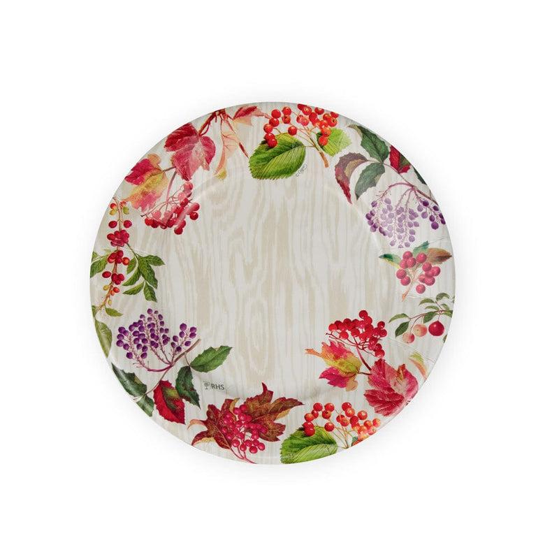 caspari Berry Botanical Taupe Salad & Dessert Plates - 8 Per Package