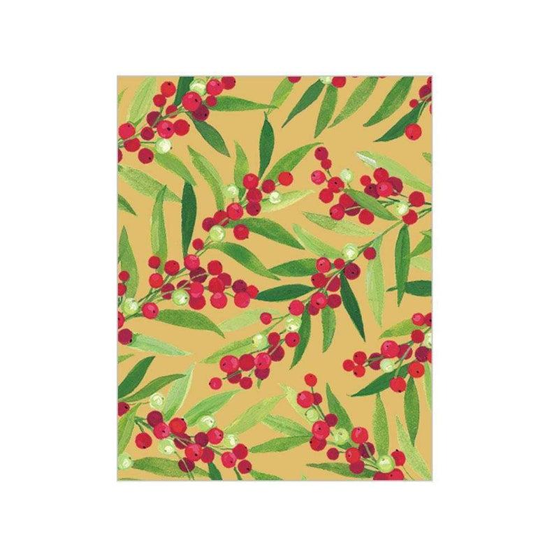 Caspari Berry Branches Gift Enclosure Cards In Gold - 4 Mini Cards & 4 Envelopes