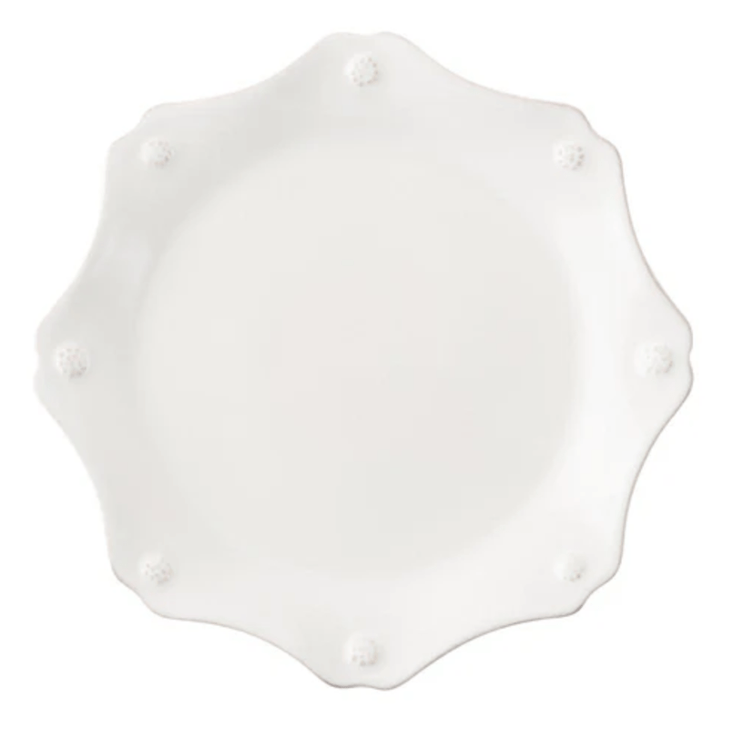 Caspari Berry & Thread Scalloped Dessert/Salad Plate - Whitewash