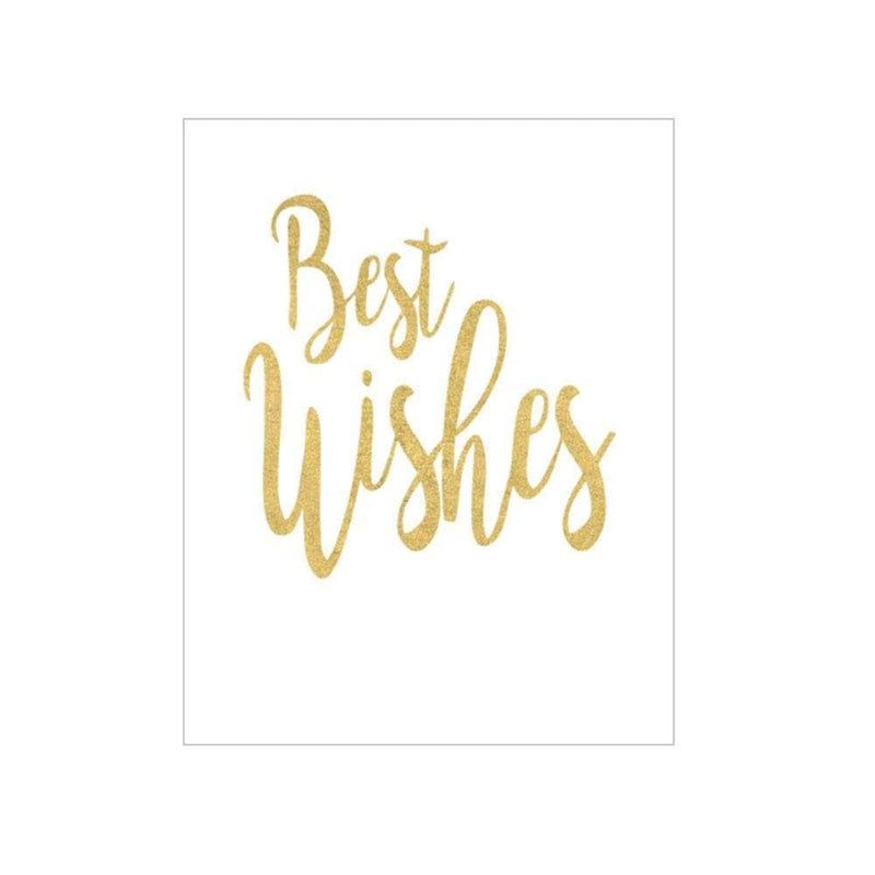 Caspari Best Wishes Script Gift Enclosure Cards In Gold Foil - 4 Mini Cards & 4 Envelopes