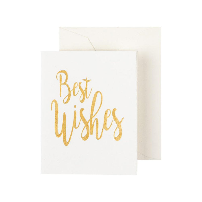caspari Best Wishes Script Gift Enclosure Cards in Gold Foil - 4 Mini Cards & 4 Envelopes