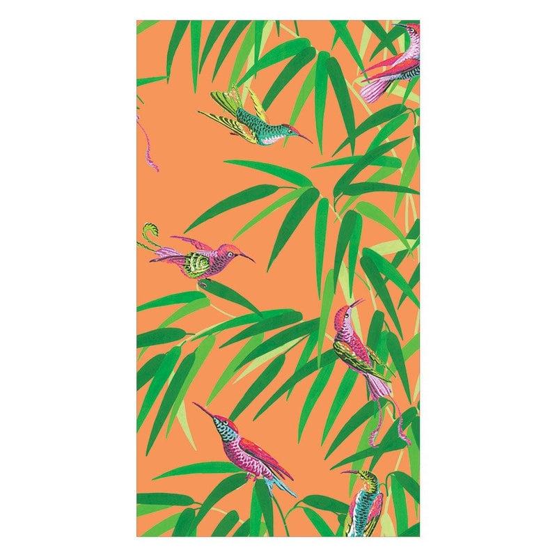 Caspari Birds In Paradise Paper Guest Towel Napkins In Orange - 15 Per Package