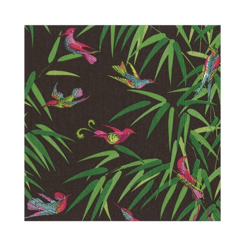 caspari Birds in Paradise Paper Luncheon Napkins in Black - 20 Per Package