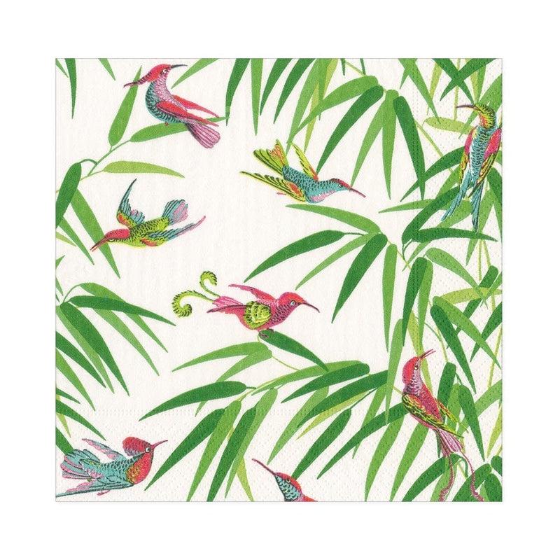 caspari Birds in Paradise Paper Luncheon Napkins in White - 20 Per Package