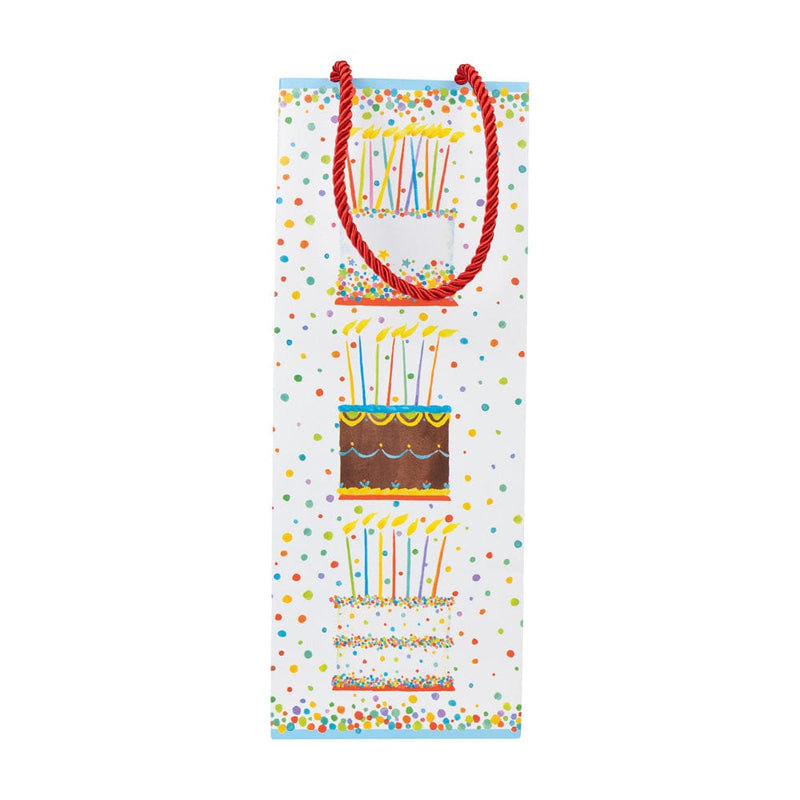 caspari Birthday Cake Wine & Bottle Gift Bags - One Gift Bag Included