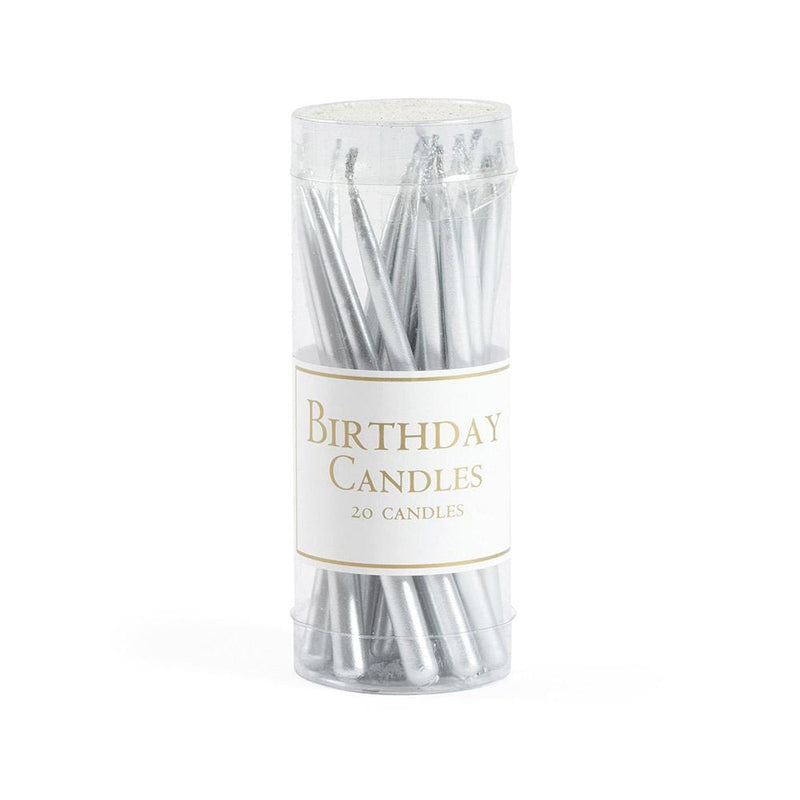 caspari Birthday Candles in Silver - 20 Candles Per Box