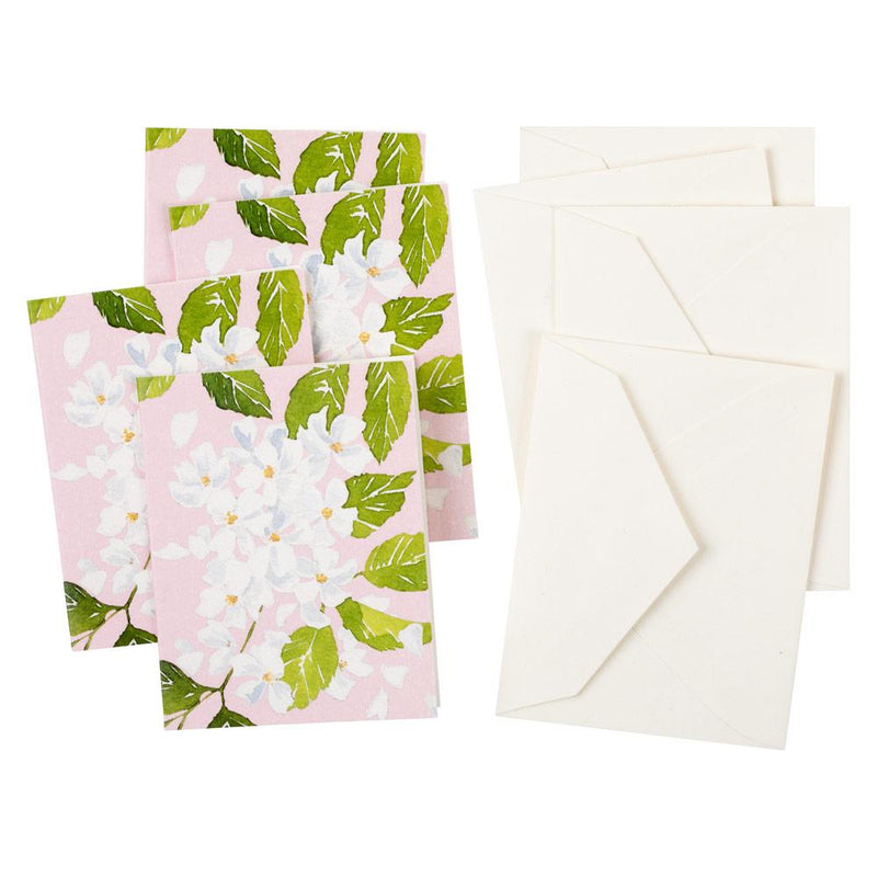 Caspari Blanc De Blancs Gift Enclosure Cards - 4 Mini Cards & 4 Envelopes