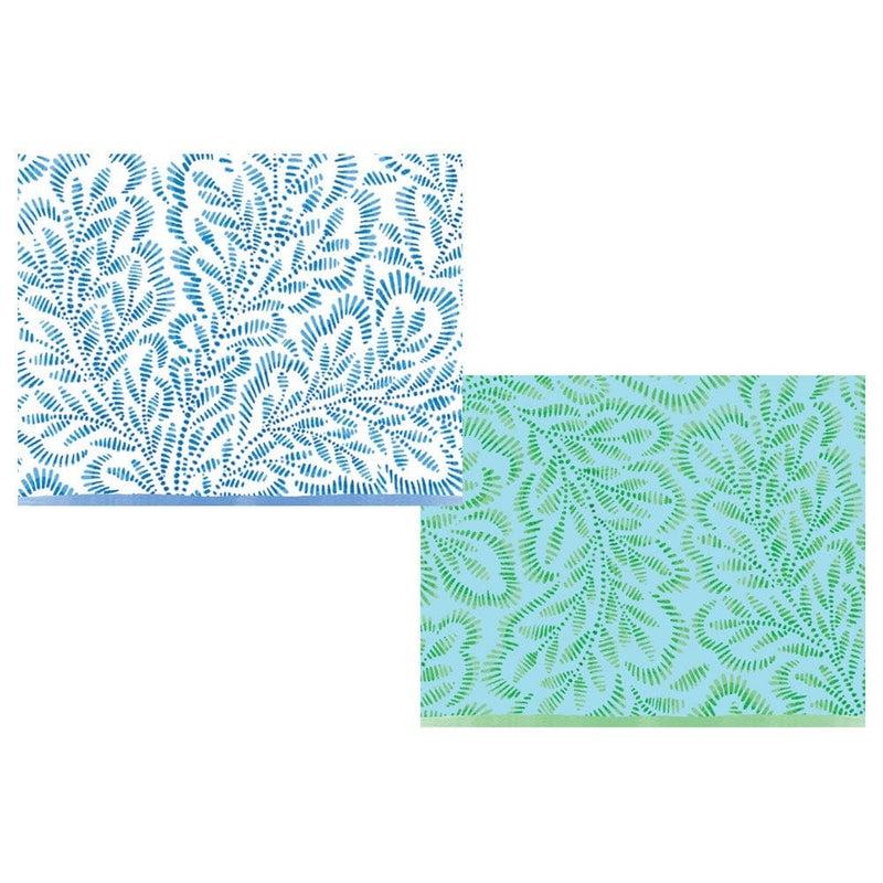 Caspari Block Print Leaves Assorted Boxed Note Cards - 10 Note Cards & 10 Envelopes