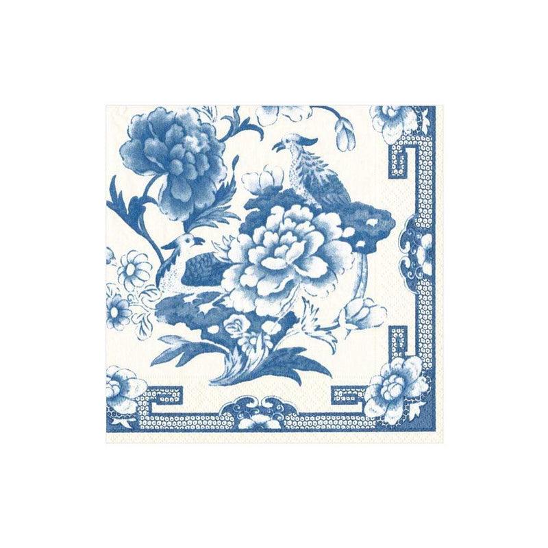Caspari Blue & White Paper Cocktail Napkins - 20 Per Package