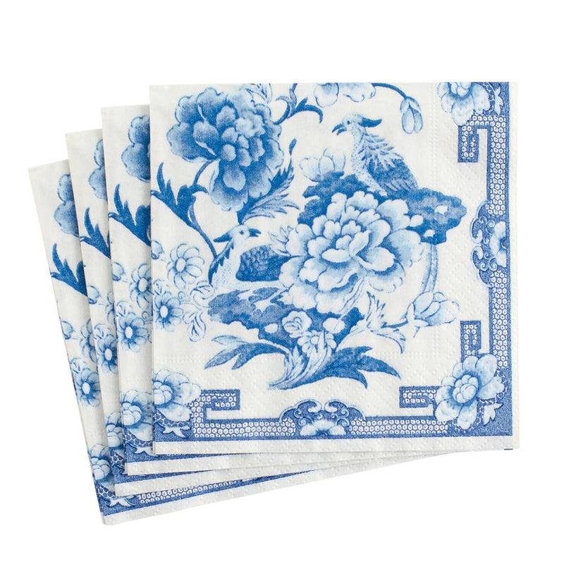 Caspari Blue & White Paper Luncheon Napkins - 20 Per Package