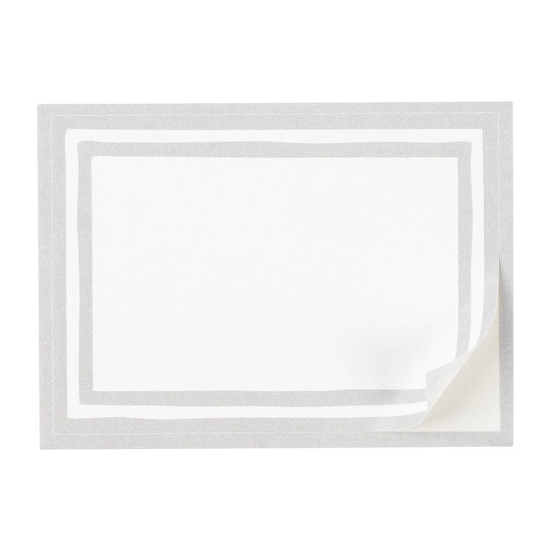 Caspari Border Stripe Self-Adhesive Labels In Silver - 12 Per Package
