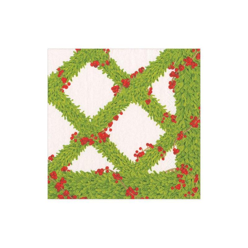 Caspari Boxwood Trellis Paper Cocktail Napkins - 20 Per Package