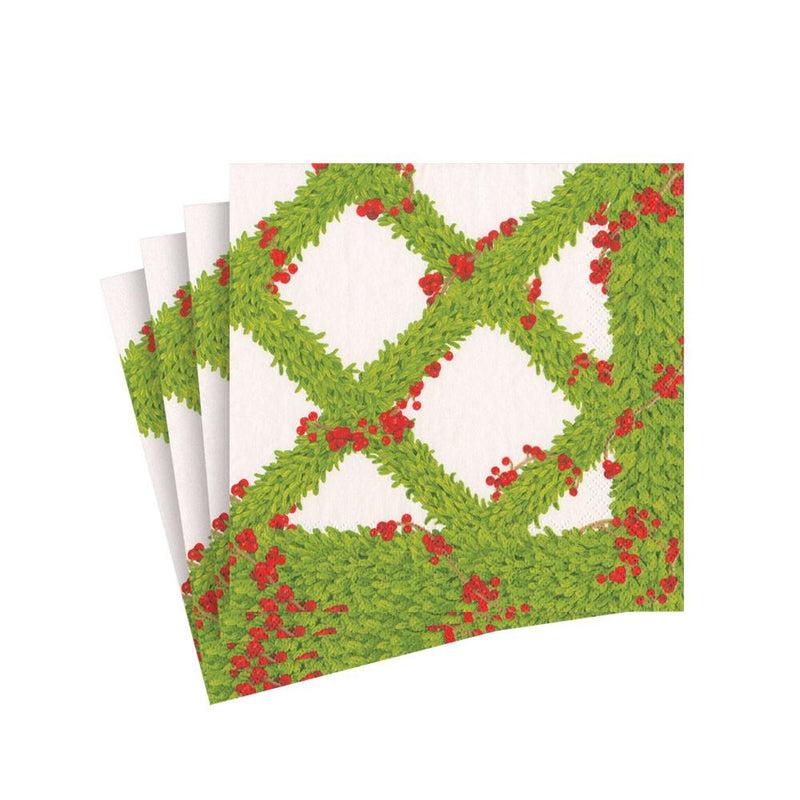 caspari Boxwood Trellis Paper Cocktail Napkins - 20 Per Package