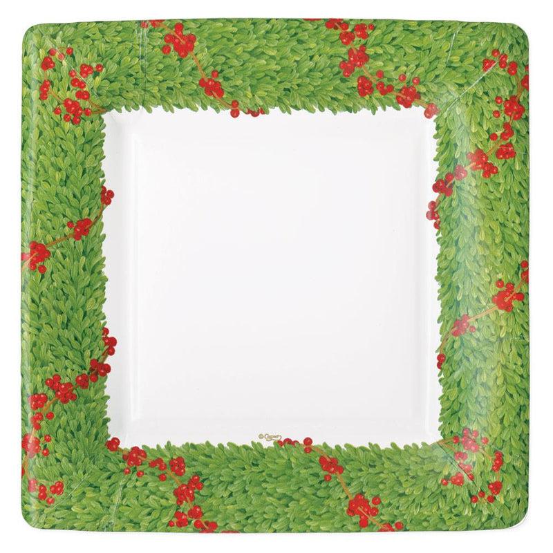 caspari Boxwood Trellis Square Paper Dinner Plates - 8 Per Package