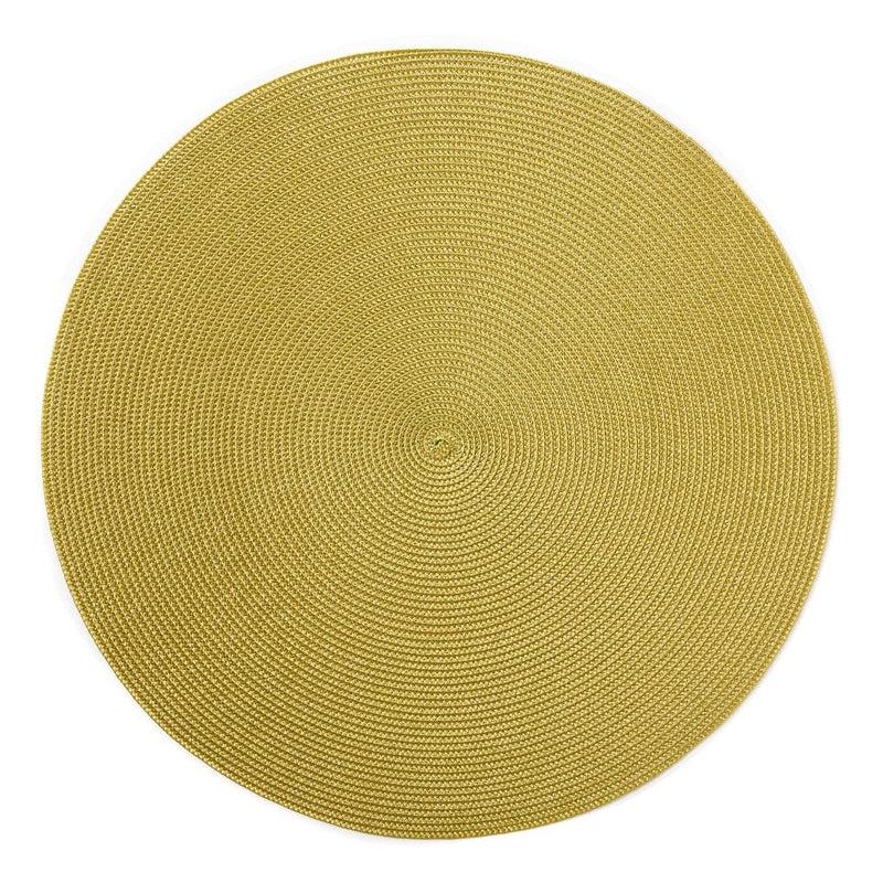 caspari Braided Round Placemat in Gold & Avocado - 1 Each