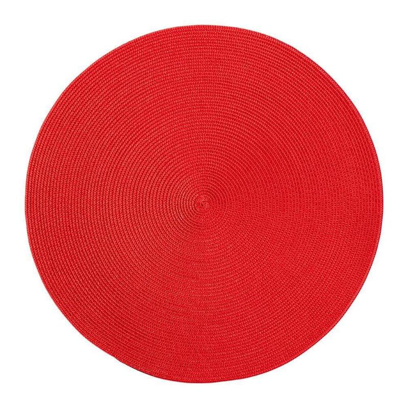 caspari Braided Round Placemat in Holiday Red - 1 Each