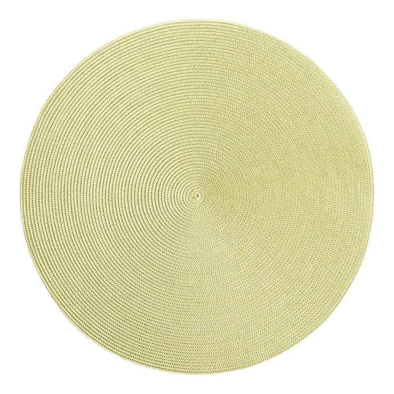 caspari Braided Round Placemat in Moss & Canary - 1 Each