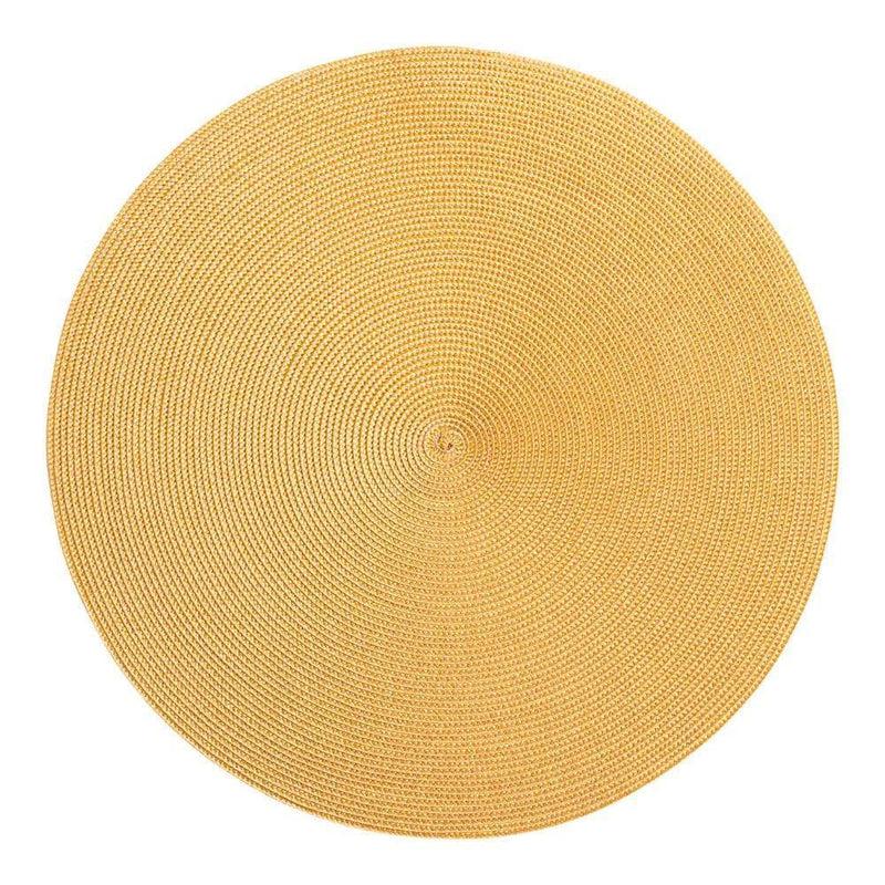caspari Braided Round Placemat in Mustard & Tan - 1 Each