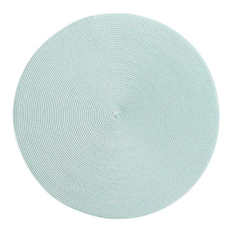 caspari Braided Round Placemat in Silver & Aqua - 1 Each