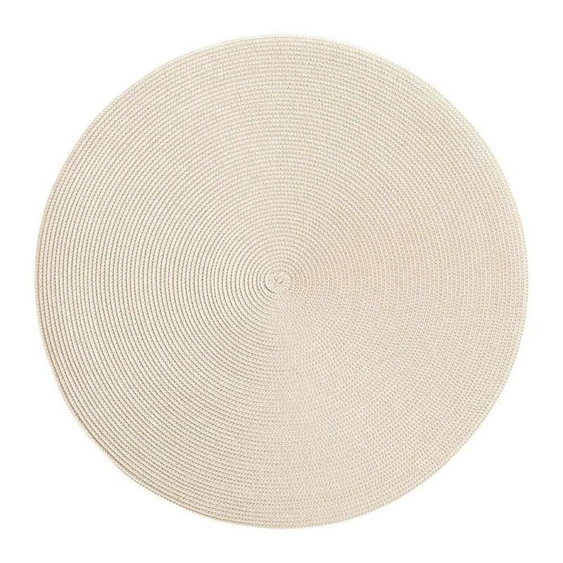 caspari Braided Round Placemat in Silver & Sand - 1 Each