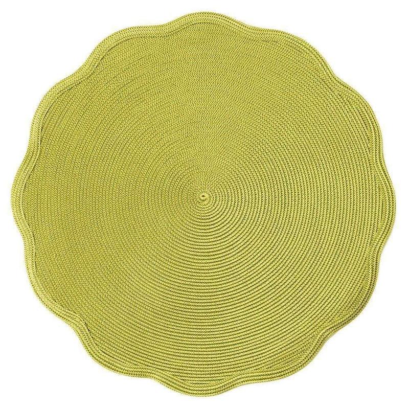 caspari Braided Scallop Edge Round Placemat in Avocado - 1 Each