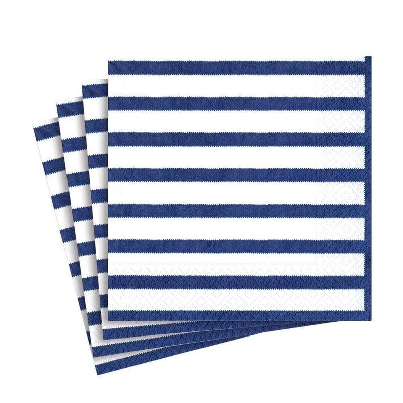 Caspari Bretagne Paper Luncheon Napkins In Blue - 20 Per Package