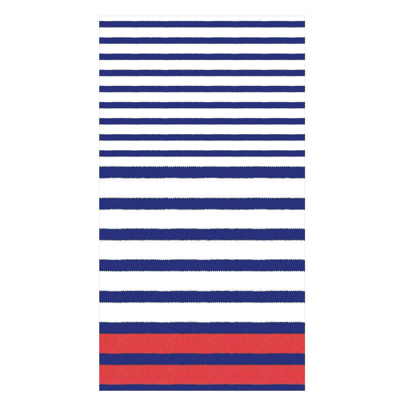 caspari Breton Stripe Guest Towel Napkins in Blue - 15 Per Package