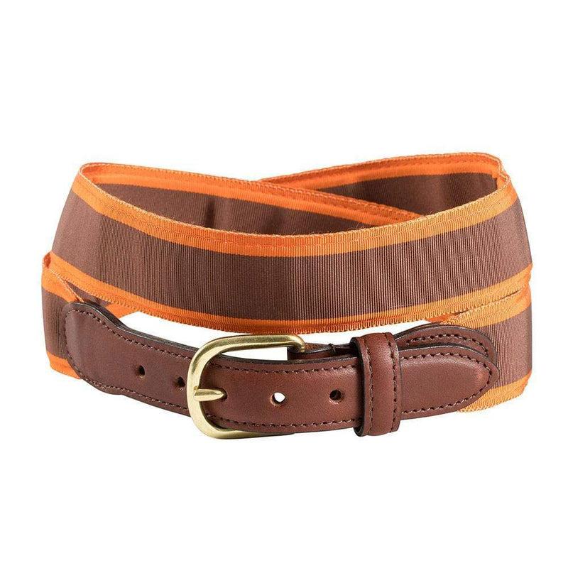 caspari Brown & Orange Grosgrain Belt with Brown Leather