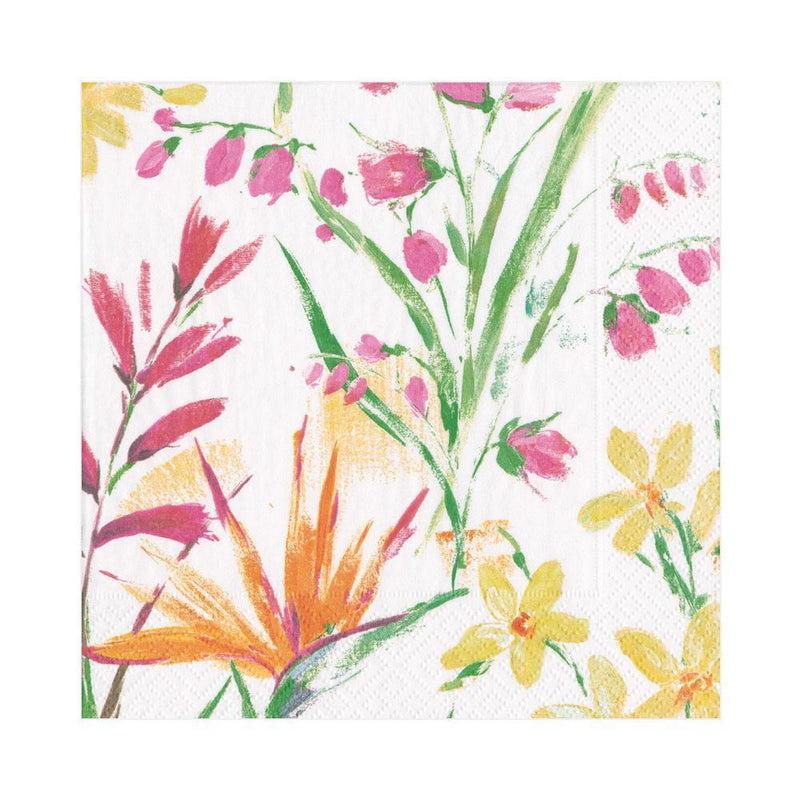 Caspari Brushstroke Floral Paper Luncheon Napkins - 20 Per Package