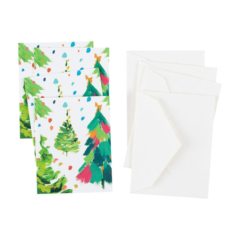Caspari Brushstroke Trees Gift Enclosure Cards - 4 Mini Cards & 4 Envelopes