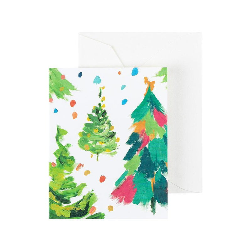 caspari Brushstroke Trees Gift Enclosure Cards - 4 Mini Cards & 4 Envelopes