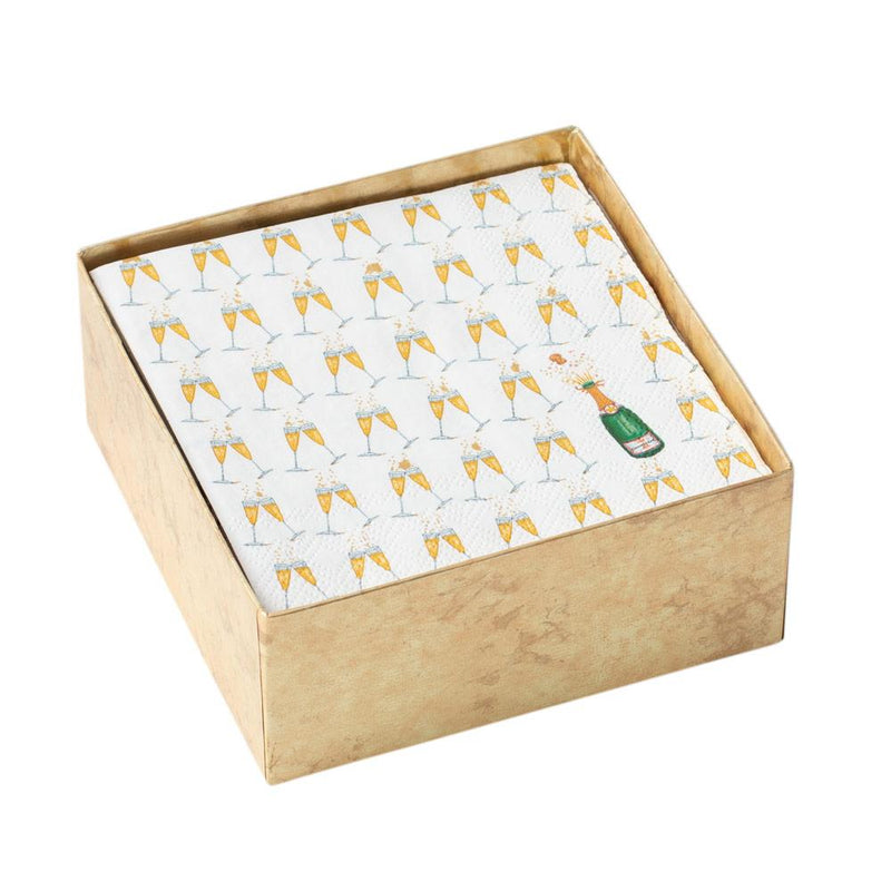 caspari Bubbly Boxed Paper Cocktail Napkins - 40 Per Box