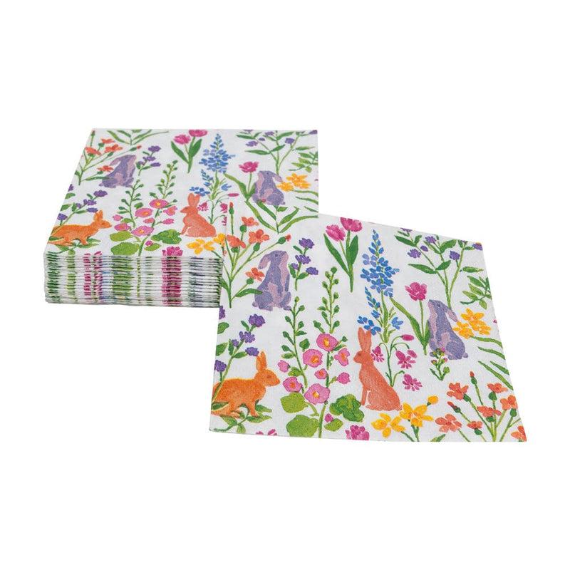 Caspari Bunny Field Cocktail Napkins - 20 Per Package