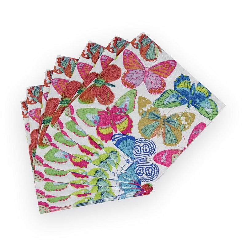 Caspari Butterflies Bright Paper Cocktail Napkins - 20 Per Package