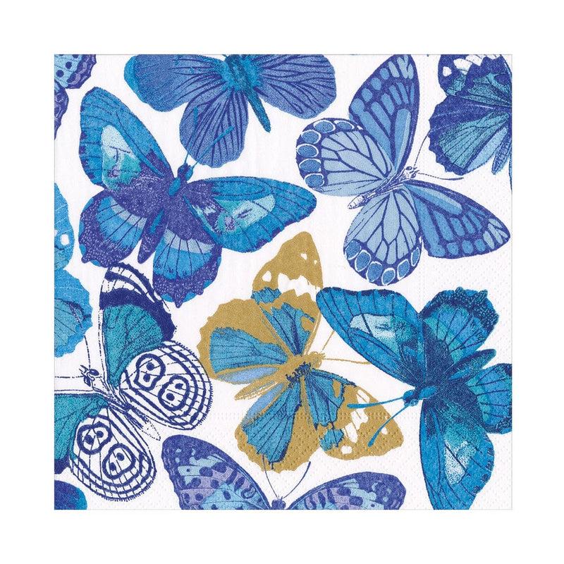 caspari Butterflies Luncheon Napkins in Blue - 20 Per Package